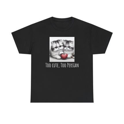 Cat Lover T-Shirt - Two Cute Persian Cats in Love with Red Heart