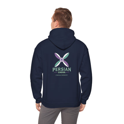Personalized Unisex Heavy Blend Hooded Sweatshirt – Ancient Persia Sassanid Derafsh Cross Design
