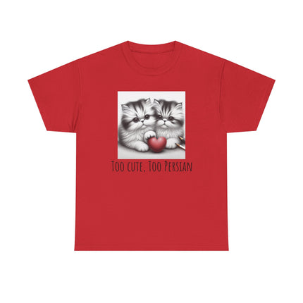 Cat Lover T-Shirt - Two Cute Persian Cats in Love with Red Heart