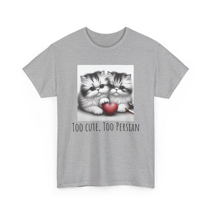 Cat Lover T-Shirt - Two Cute Persian Cats in Love with Red Heart