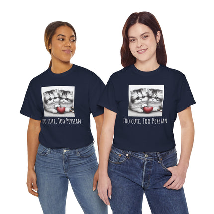 Cat Lover T-Shirt - Two Cute Persian Cats in Love with Red Heart