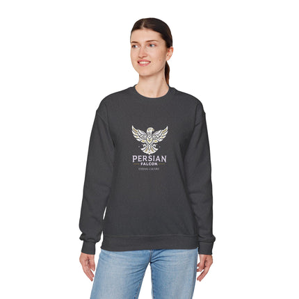 Personlised Unisex Heavy Blend™ Crewneck Sweatshirt. Modern Heritage Persian Shahbaz Falcon Design – Timeless Comfort & Style
