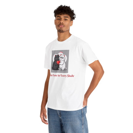 Cat Lover T-Shirt - Two Cute Persian Cats in Love with Red Heart