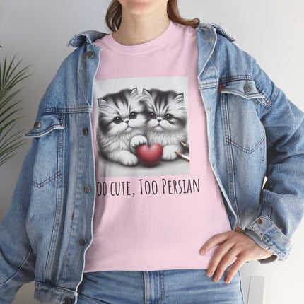 Cat Lover T-Shirt - Two Cute Persian Cats in Love with Red Heart