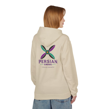 Personilised Unisex Midweight sassanid Persian Cross Fleece Hoodie – Soft, Stylish & Timeless