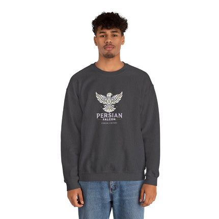 Personlised Unisex Heavy Blend™ Crewneck Sweatshirt. Modern Heritage Persian Shahbaz Falcon Design – Timeless Comfort & Style