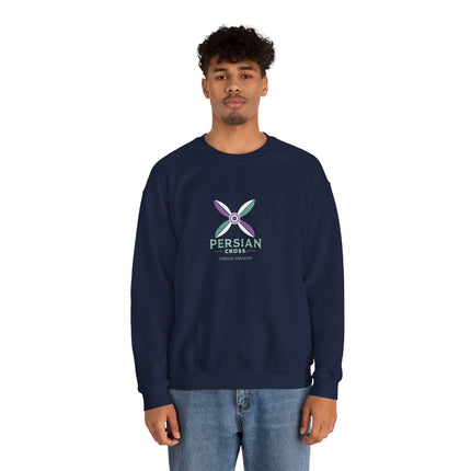 Personlised Unisex Heavy Blend™ Crewneck Sweatshirt. Modern Heritage Persian Cross Design – Timeless Comfort & Style
