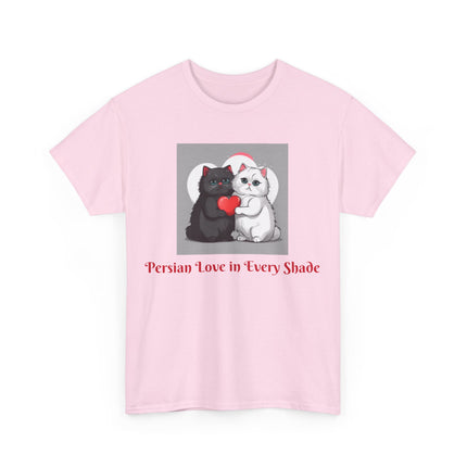 Cat Lover T-Shirt - Two Cute Persian Cats in Love with Red Heart