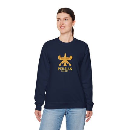 Personlised Unisex Heavy Blend™ Crewneck Sweatshirt. Classic Heritage Persian Shahbaz Falcon Design – Timeless Comfort & Style