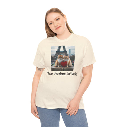 Cat Lover T-Shirt - Two Cute Persian Cats in Love with Red Heart