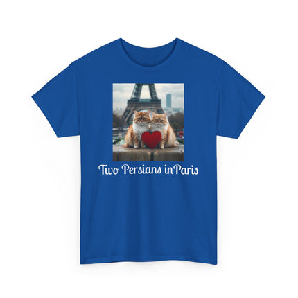 Cat Lover T-Shirt - Two Cute Persian Cats in Love with Red Heart