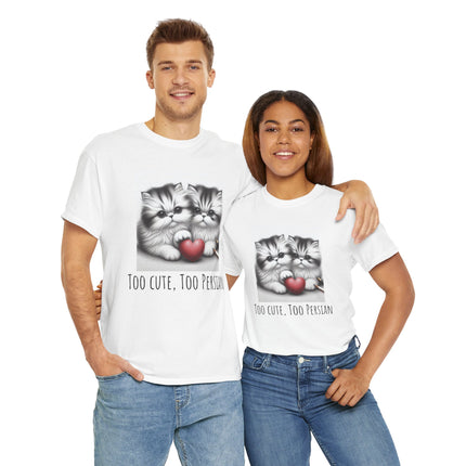 Cat Lover T-Shirt - Two Cute Persian Cats in Love with Red Heart