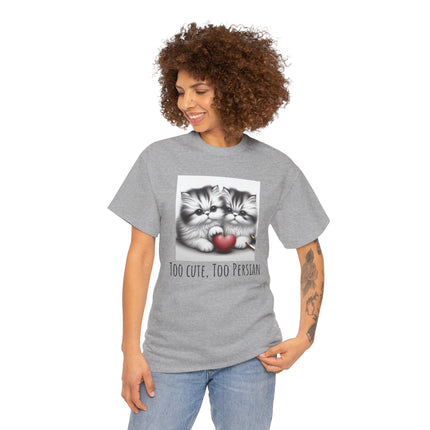 Cat Lover T-Shirt - Two Cute Persian Cats in Love with Red Heart
