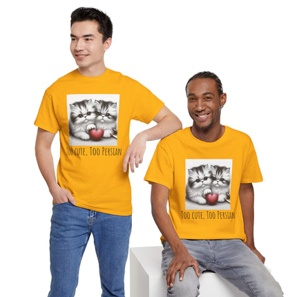 Cat Lover T-Shirt - Two Cute Persian Cats in Love with Red Heart