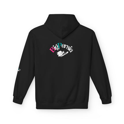 Personalised Casual Unisex Fleece Hoodie with Bold Graphic Print. BigPersia Design. Triple Print.