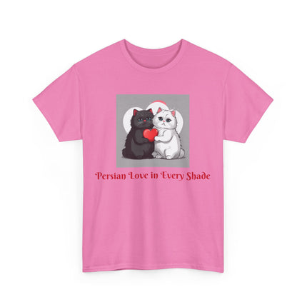 Cat Lover T-Shirt - Two Cute Persian Cats in Love with Red Heart