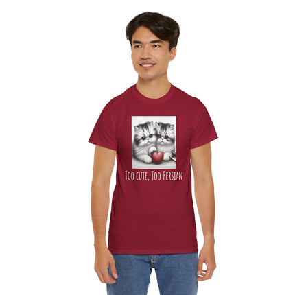 Cat Lover T-Shirt - Two Cute Persian Cats in Love with Red Heart