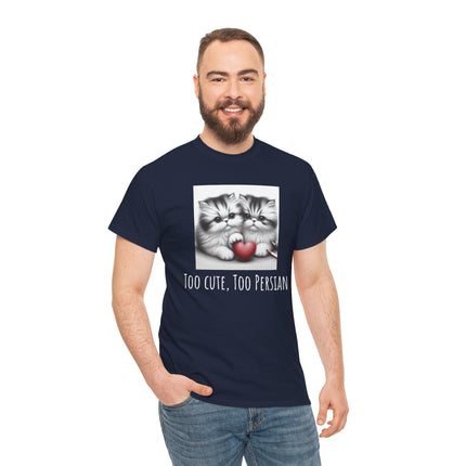 Cat Lover T-Shirt - Two Cute Persian Cats in Love with Red Heart