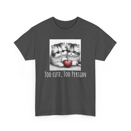Cat Lover T-Shirt - Two Cute Persian Cats in Love with Red Heart