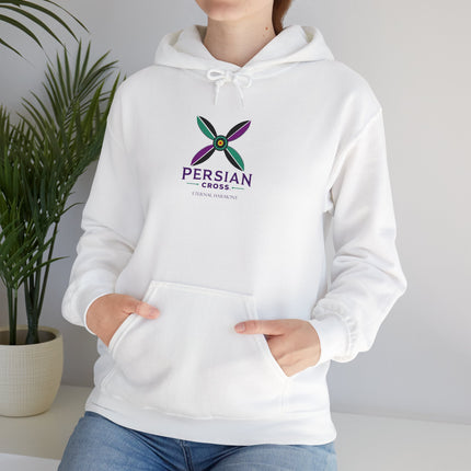 Personalized Unisex Heavy Blend Hooded Sweatshirt – Ancient Persia Sassanid Derafsh Cross Design