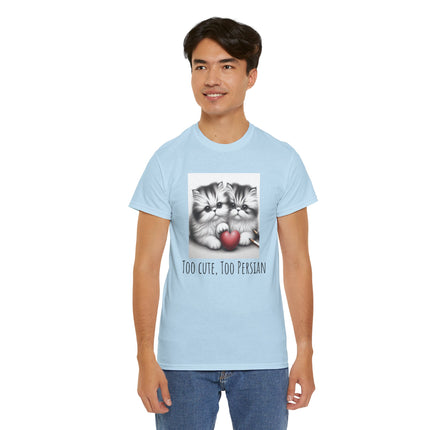 Cat Lover T-Shirt - Two Cute Persian Cats in Love with Red Heart