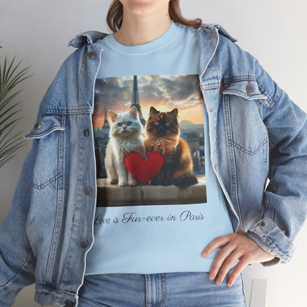 Cat Lover T-Shirt - Two Cute Persian Cats in Love with Red Heart