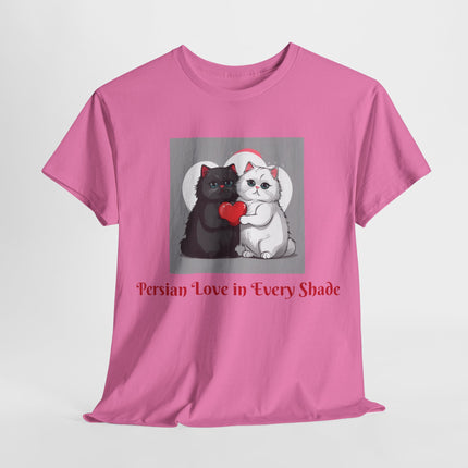 Cat Lover T-Shirt - Two Cute Persian Cats in Love with Red Heart