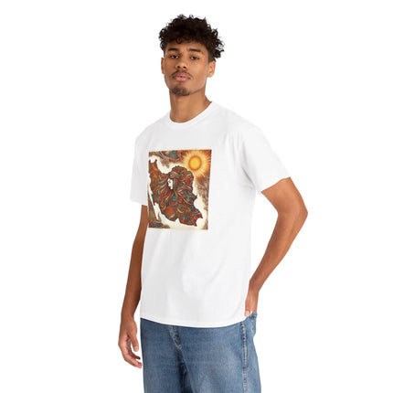 Personalised Persian Unisex T-Shirt – Rising Sun & Long Hair Design | Bohemian Freedom Culture Tee