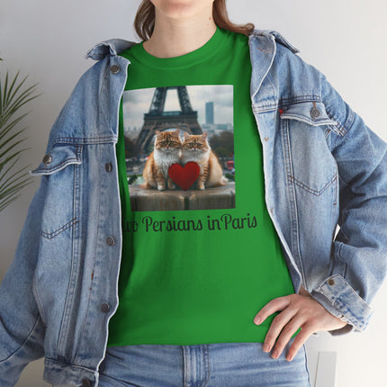 Cat Lover T-Shirt - Two Cute Persian Cats in Love with Red Heart