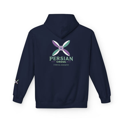 Personilised Unisex Midweight sassanid Persian Cross Fleece Hoodie – Soft, Stylish & Timeless