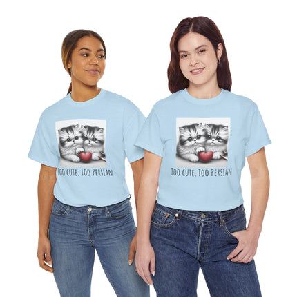 Cat Lover T-Shirt - Two Cute Persian Cats in Love with Red Heart