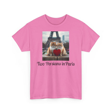 Cat Lover T-Shirt - Two Cute Persian Cats in Love with Red Heart