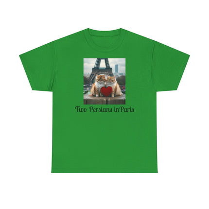Cat Lover T-Shirt - Two Cute Persian Cats in Love with Red Heart