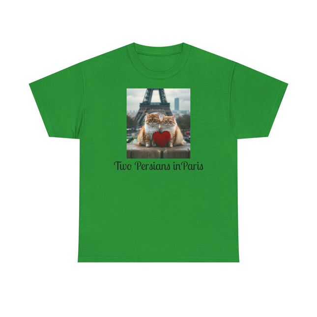 Cat Lover T-Shirt - Two Cute Persian Cats in Love with Red Heart