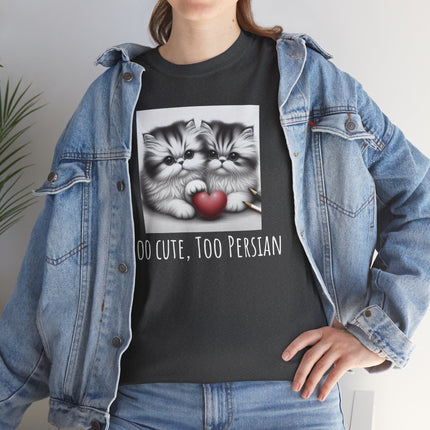 Cat Lover T-Shirt - Two Cute Persian Cats in Love with Red Heart