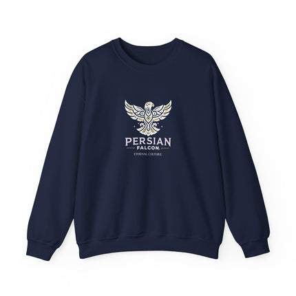 Personlised Unisex Heavy Blend™ Crewneck Sweatshirt. Modern Heritage Persian Shahbaz Falcon Design – Timeless Comfort & Style