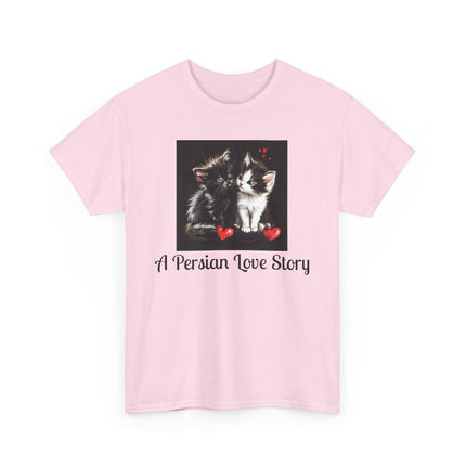 Cat Lover T-Shirt - Two Cute Persian Cats in Love with Red Heart