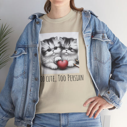 Cat Lover T-Shirt - Two Cute Persian Cats in Love with Red Heart