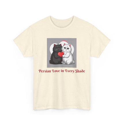 Cat Lover T-Shirt - Two Cute Persian Cats in Love with Red Heart