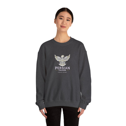 Personlised Unisex Heavy Blend™ Crewneck Sweatshirt. Modern Heritage Persian Shahbaz Falcon Design – Timeless Comfort & Style