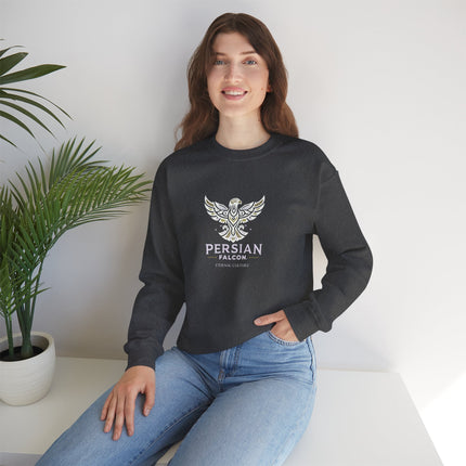 Personlised Unisex Heavy Blend™ Crewneck Sweatshirt. Modern Heritage Persian Shahbaz Falcon Design – Timeless Comfort & Style
