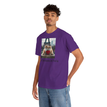 Cat Lover T-Shirt - Two Cute Persian Cats in Love with Red Heart