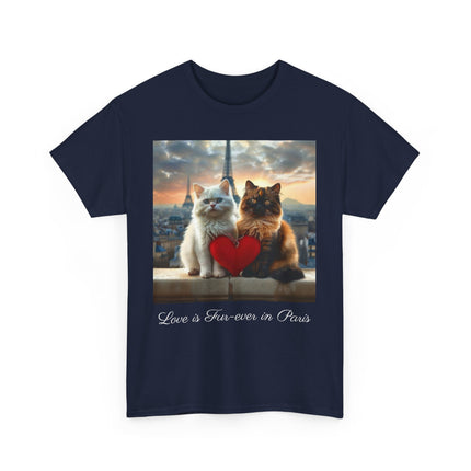 Cat Lover T-Shirt - Two Cute Persian Cats in Love with Red Heart