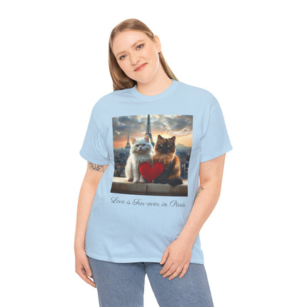 Cat Lover T-Shirt - Two Cute Persian Cats in Love with Red Heart