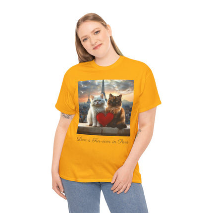 Cat Lover T-Shirt - Two Cute Persian Cats in Love with Red Heart