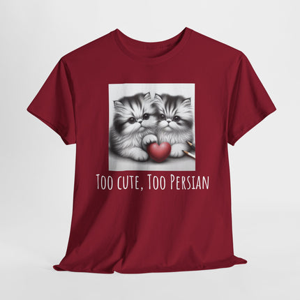 Cat Lover T-Shirt - Two Cute Persian Cats in Love with Red Heart