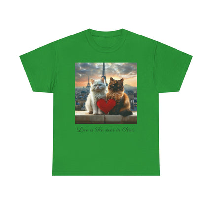 Cat Lover T-Shirt - Two Cute Persian Cats in Love with Red Heart