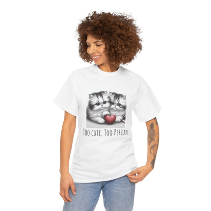 Cat Lover T-Shirt - Two Cute Persian Cats in Love with Red Heart