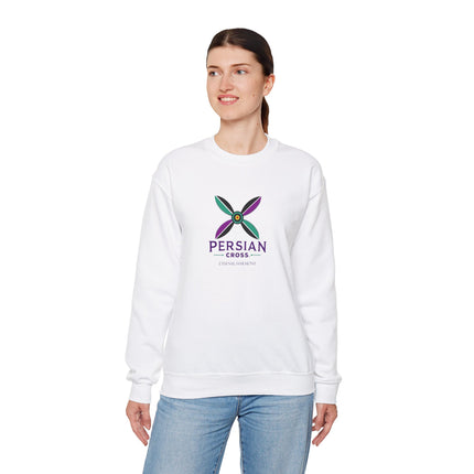 Personlised Unisex Heavy Blend™ Crewneck Sweatshirt. Modern Heritage Persian Cross Design – Timeless Comfort & Style