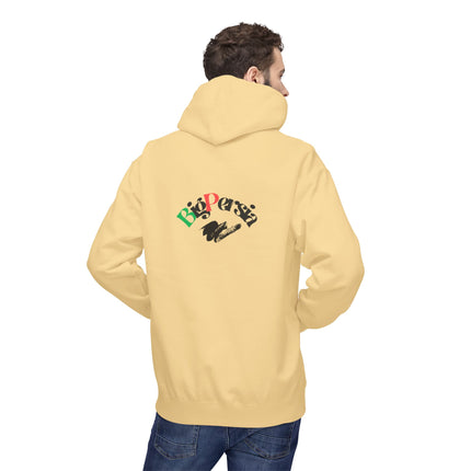 Personalised Casual Unisex Fleece Hoodie with Bold Graphic Print. BigPersia Design. Triple Print.